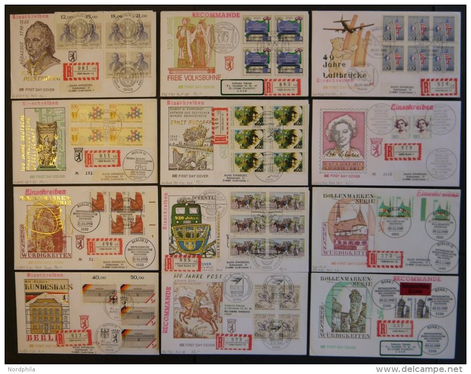 LOTS Aus 834-79 BRIEF, 1989/90, 12 Verschiedene Einschreiben Mit Mehrfachfrankaturen Vom Ersttag, Pracht - Used Stamps