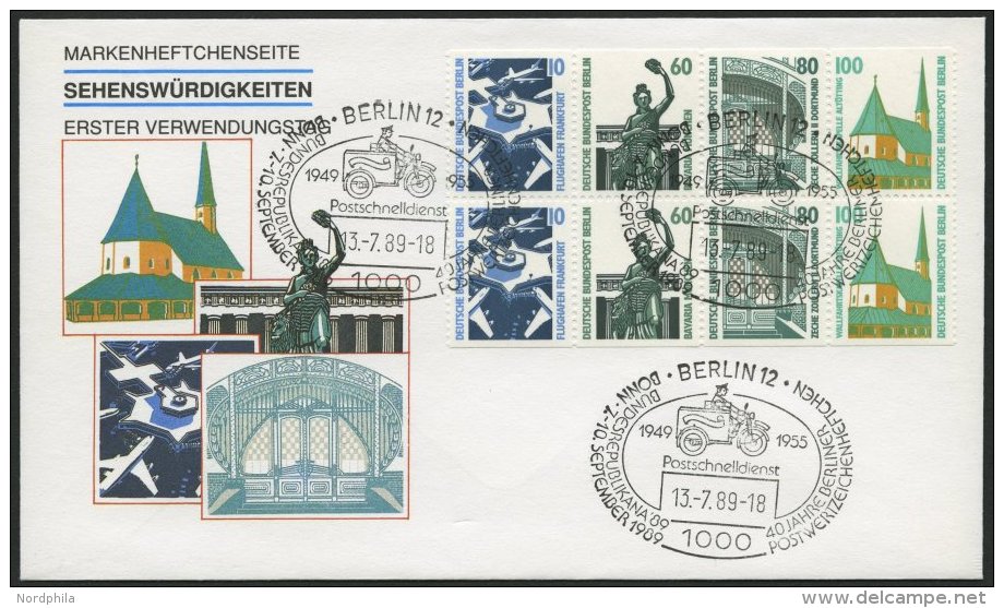 ZUSAMMENDRUCKE H-Bl. 23 BRIEF, 1989, Heftchenblatt Sehensw&uuml;rdigkeiten Auf FDC, Pracht, Mi. 160.- - Se-Tenant