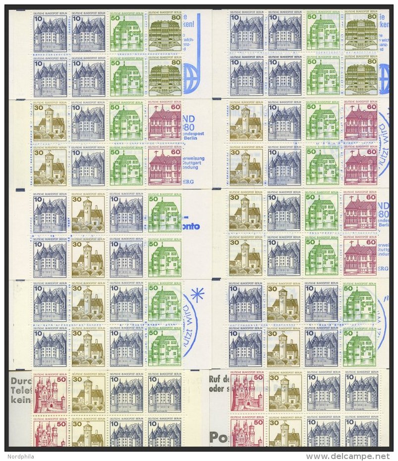 ZUSAMMENDRUCKE MH 10-13 **, 1977-82, 10 Verschiedene Markenheftchen Burgen Und Schl&ouml;sser Aus MH 10-13, Pracht, Mi. - Se-Tenant