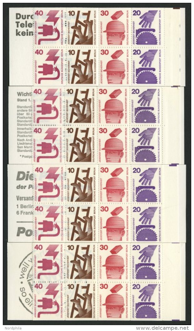 ZUSAMMENDRUCKE MH 9a-d **, 1974, 4 Verschiedene Markenheftchen Unfallverh&uuml;tung, Pracht, Mi. 104.- - Se-Tenant