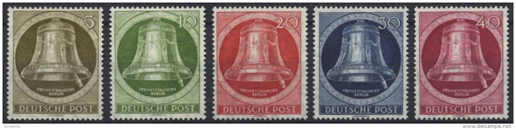 BERLIN 82-86 **, 1951, Glocke Rechts, Prachtsatz, Mi. 120.- - Used Stamps