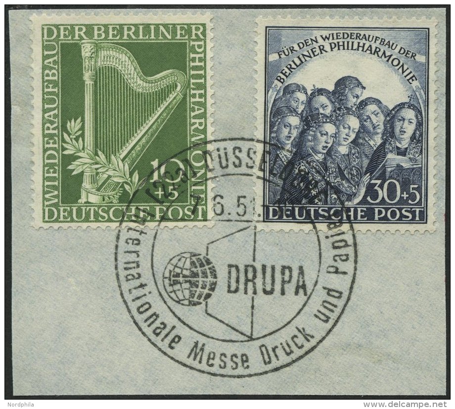 BERLIN 72/3 BrfStk, 1950, Philharmonie, Sonderstempel D&uuml;sseldorf-Drupa, Prachtbriefst&uuml;ck, Mi. 130.- - Used Stamps