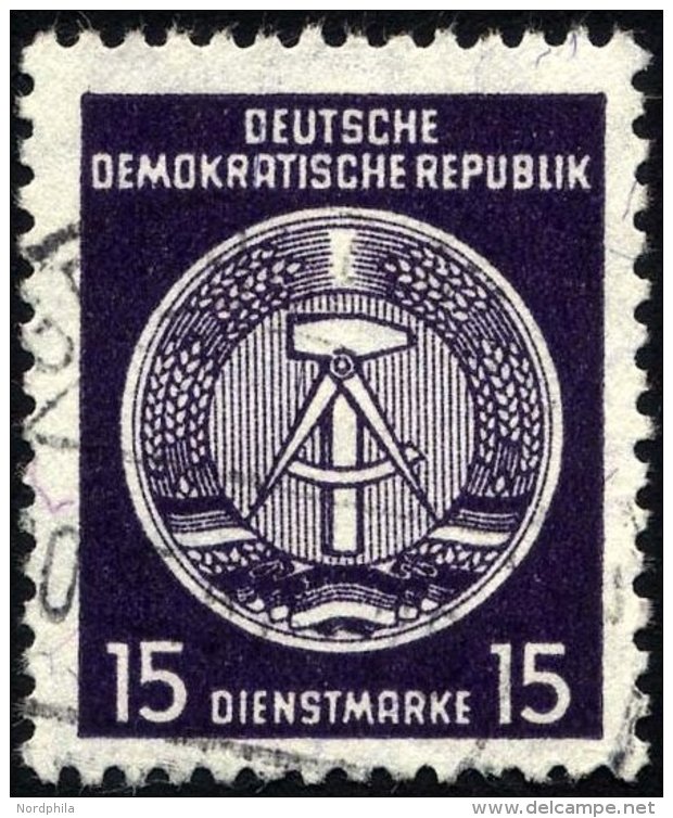 DIENSTMARKEN A D 31PFIIa O, 1956, 15 Pf. Schwarzgrauviolett Mit Abart Offener Zirkelkopf, Geschlossener Schenkel, Pracht - Other & Unclassified