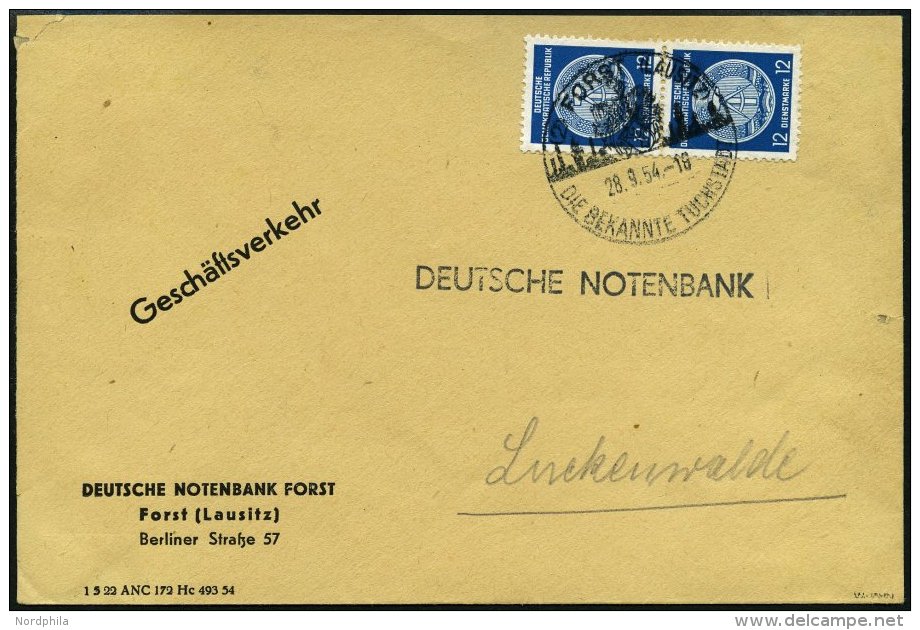 DIENSTMARKEN A D 20XI Paar BRIEF, 1954, 12 Pf. Schw&auml;rzlichpreu&szlig;ischblau, Wz. 2XI, Im Senkrechten Paar Auf Ges - Other & Unclassified