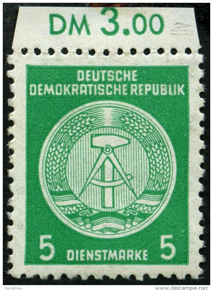 DIENSTMARKEN A D 18IIXII **, 1954, 5 Pf. Smaragdgr&uuml;n, Type II, Wz. 2XII, Feinst, Gepr. Jahn, Mi. 250.- - Sonstige & Ohne Zuordnung