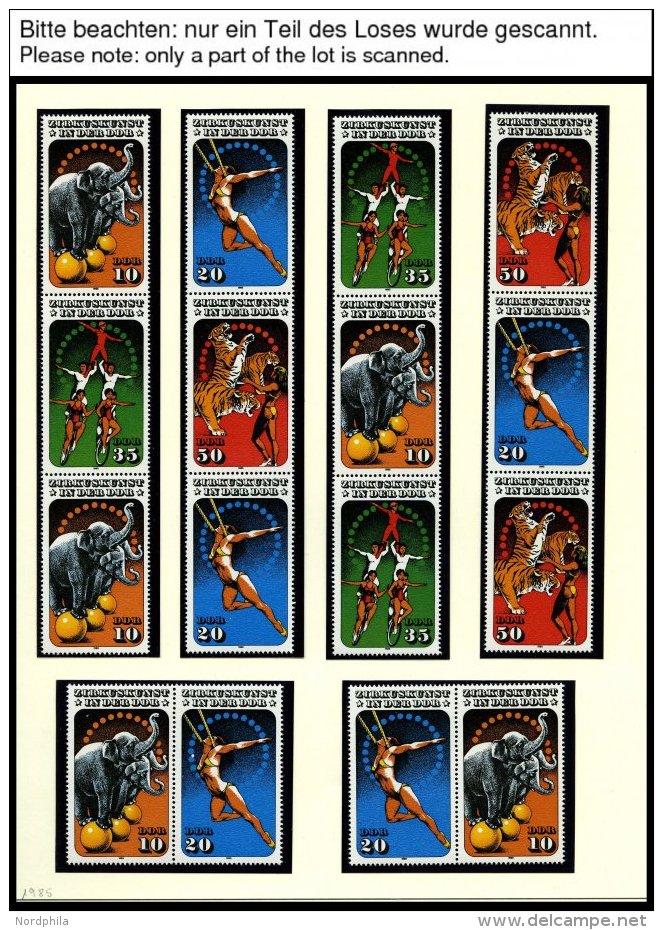 DDR 2983-86 **, 1985, Zirkus, Alle 16 Zusammendrucke Komplett (W Zd 645-52 Und S Zd 292-99), Pracht, Mi. 95.- - Used Stamps