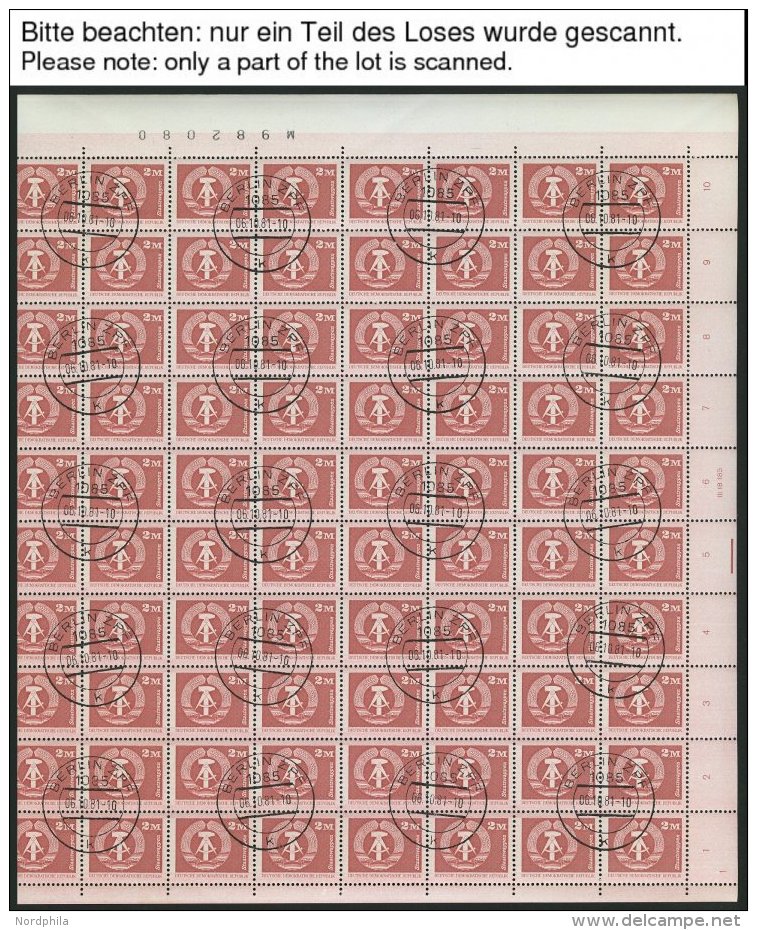 DDR A.2483-2650 O, 1980/1, Aufbau In Der DDR, Komplette Garnitur In Bogen, Pracht, Mi. Ca. 1500.- (ohne Druckereidatum E - Used Stamps