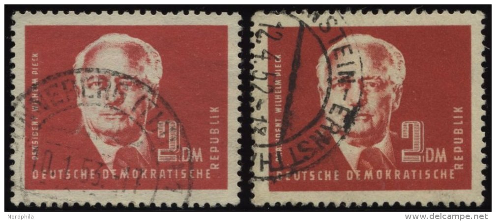 DDR 254ca,cb O, 1950, 2 DM Br&auml;unlichrot Und Schw&auml;rzlichorangerot Pieck, 2 Prachtwerte, Gepr. Sch&ouml;nherr, M - Used Stamps