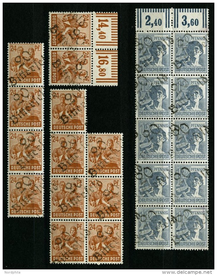 ALLGEMEINE-AUSGABEN 170,174IV **, 20 Bitterfeld Auf 12 Pf. Blaugrau (10x) Und 24 Pf. Hellorangebraun (13x), In Blockst&u - Other & Unclassified