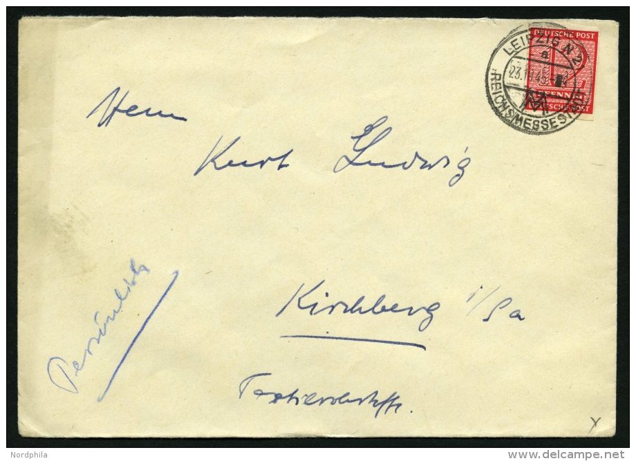 WEST-SACHSEN 119Y BRIEF, 1945, 12 Pf. Lebhaftkarminrot, Wz. 1Y, Auf Fernbrief, Pracht - Other & Unclassified