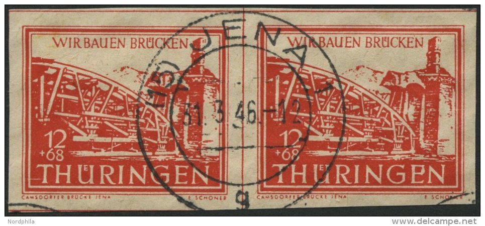 TH&Uuml;RINGEN 113ayII O, 1945, 12 Pf. Dunkelorange Wiederaufbau Mit Abart Punkt Im E In Th&uuml;ringen (Feld 23), Im Wa - Other & Unclassified