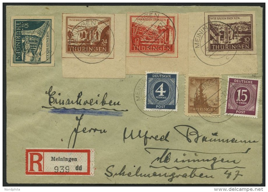 TH&Uuml;RINGEN 112-15a BRIEF, 1945, Wiederaufbau Mit Zusatzfrankatur Auf FDC, Pracht - Other & Unclassified