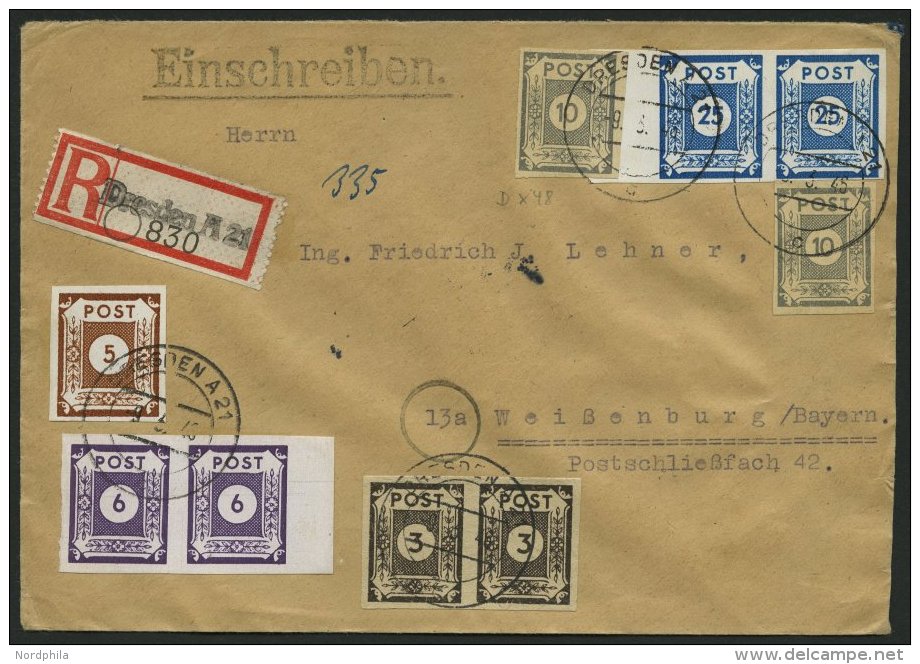 OST-SACHSEN 62b Paar BRIEF, 1946, 6 Pf. Grauviolett Im Waagerechten Randpaar Mit Zusatzfrankatur Auf 1 Pf. &uuml;berfran - Other & Unclassified