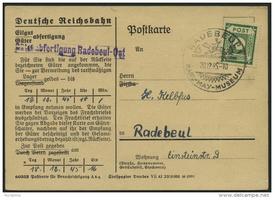 OST-SACHSEN 57a BRIEF, 1945, 5 Pf. Dunkelgr&uuml;n Auf Ortspostkarte, Pracht - Other & Unclassified