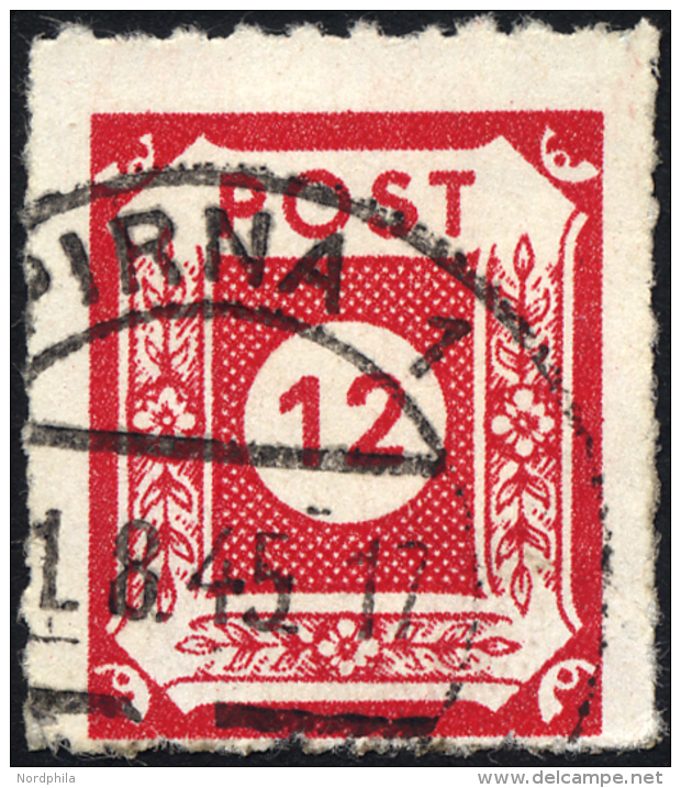 OST-SACHSEN 46aH O, 1945, 12 Pf. Rot Pirna, Pracht, Gepr. Str&ouml;h, Mi. 120.- - Other & Unclassified