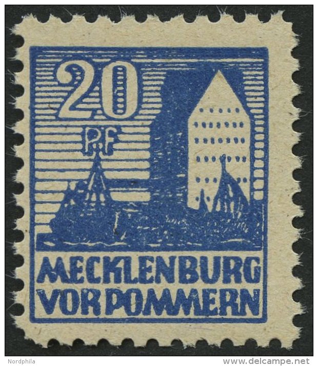 MECKLENBURG-VORPOMMERN 38yc **, 1946, 20 Pf. Schw&auml;rzlichgrauultramarin, Pracht, Fotobefund Kramp, Mi. 600.- - Other & Unclassified