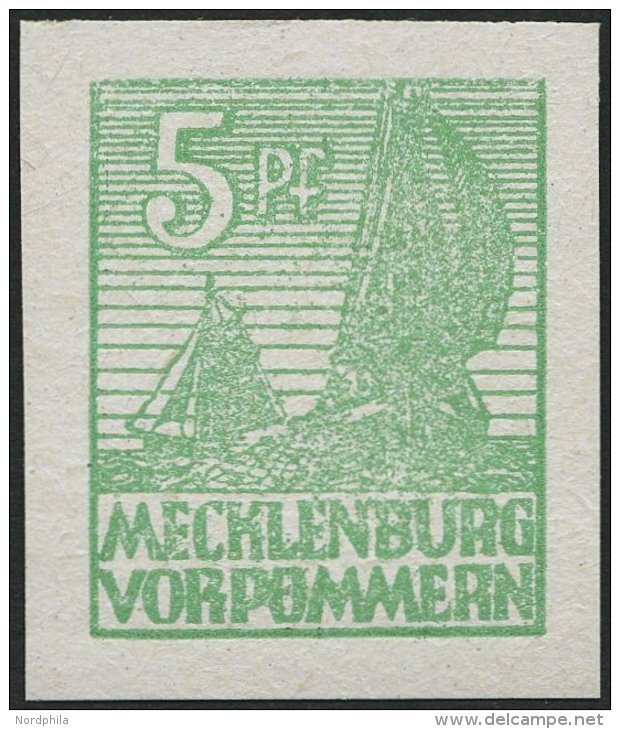 MECKLENBURG-VORPOMMERN 32xb **, 1946, 5 Pf. Mittelgr&uuml;n, Kreidepapier, Pracht, Gepr. Kramp, Mi. 240.- - Other & Unclassified