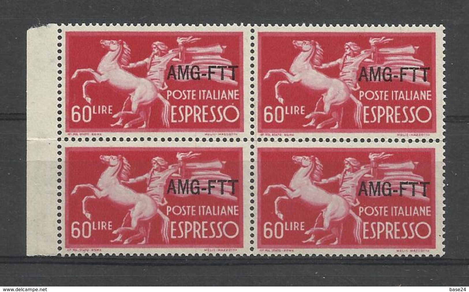 1950 Italia  Italy Trieste A  60 Lire Espresso MNH** In Quartina Express Bl.4 - Express Mail