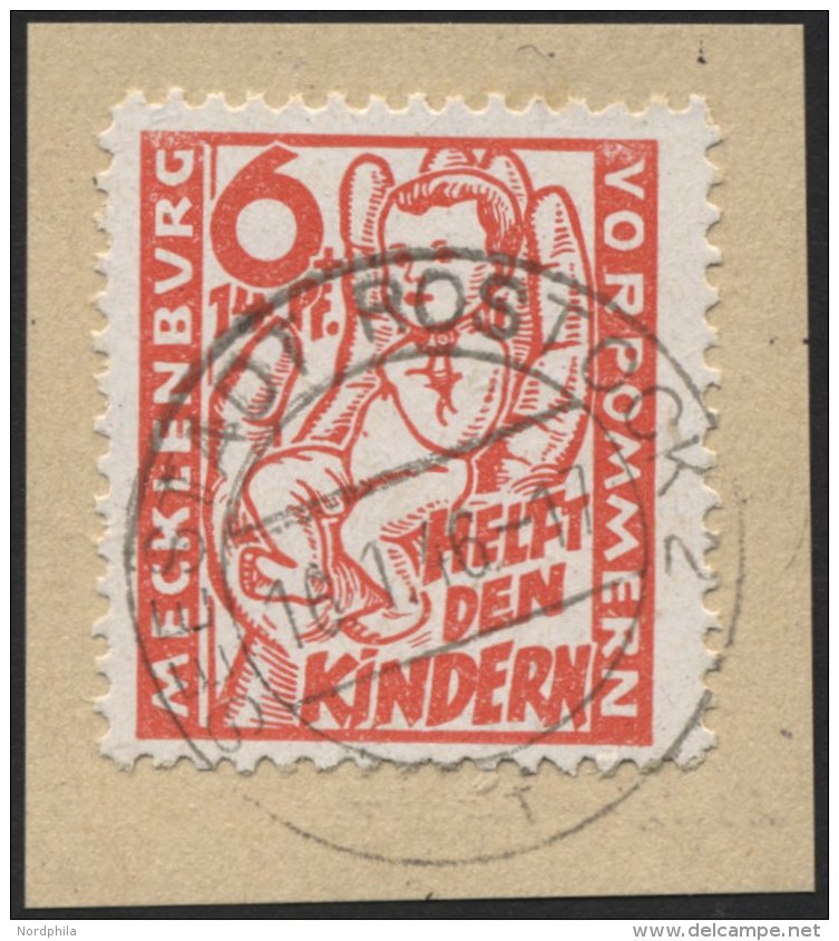 MECKLENBURG-VORPOMMERN 26a BrfStk, 1945, 6 Pf. Lebhaftr&ouml;tlichorange Kinderhilfe, Prachtbriefst&uuml;ck, Gepr. Kramp - Other & Unclassified