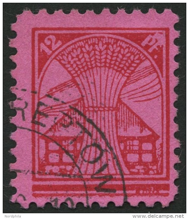 MECKLENBURG-VORPOMMERN 19y O, 1946, 12 Pf. Dunkelrosarot Auf Lebhaftlilarosa, Pracht, Gepr. Kramp, Mi. 55.- - Other & Unclassified