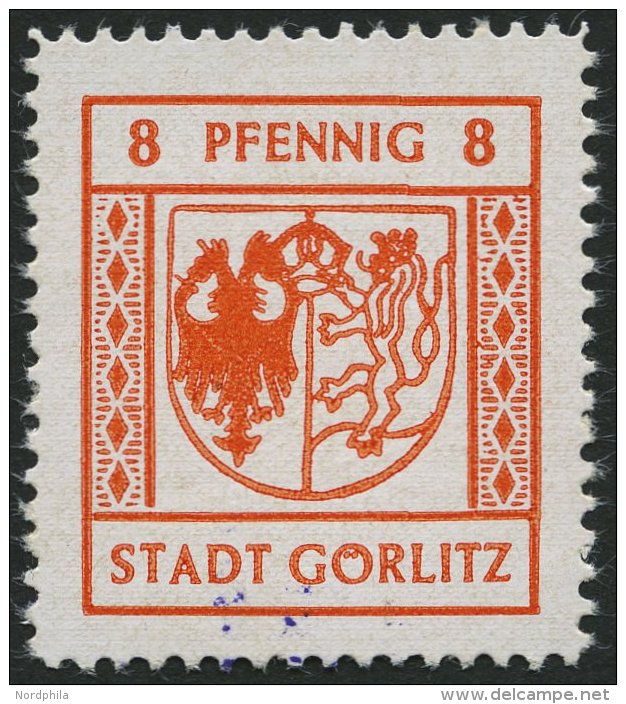 G&Ouml;RLITZ 11y **, 1945, 8 Pf. Rotorange, Gestrichenes Papier, Geriffelte Gummmierung, Feinst, Mi. 100.- - Private & Local Mails