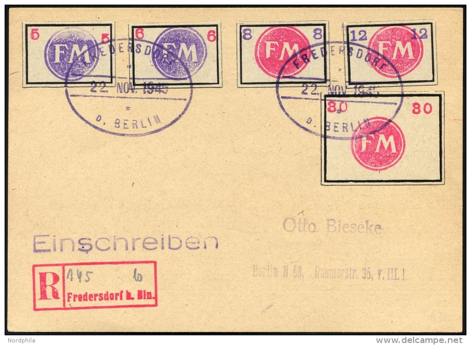 FREDERSDORF Sp231-34,50 BRIEF, 1945, 5 - 12 Pf., Rahmengr&ouml;&szlig;e 28x19 Mm Und 30 Pf., Rahmengr&ouml;&szlig;e 38x2 - Private & Local Mails