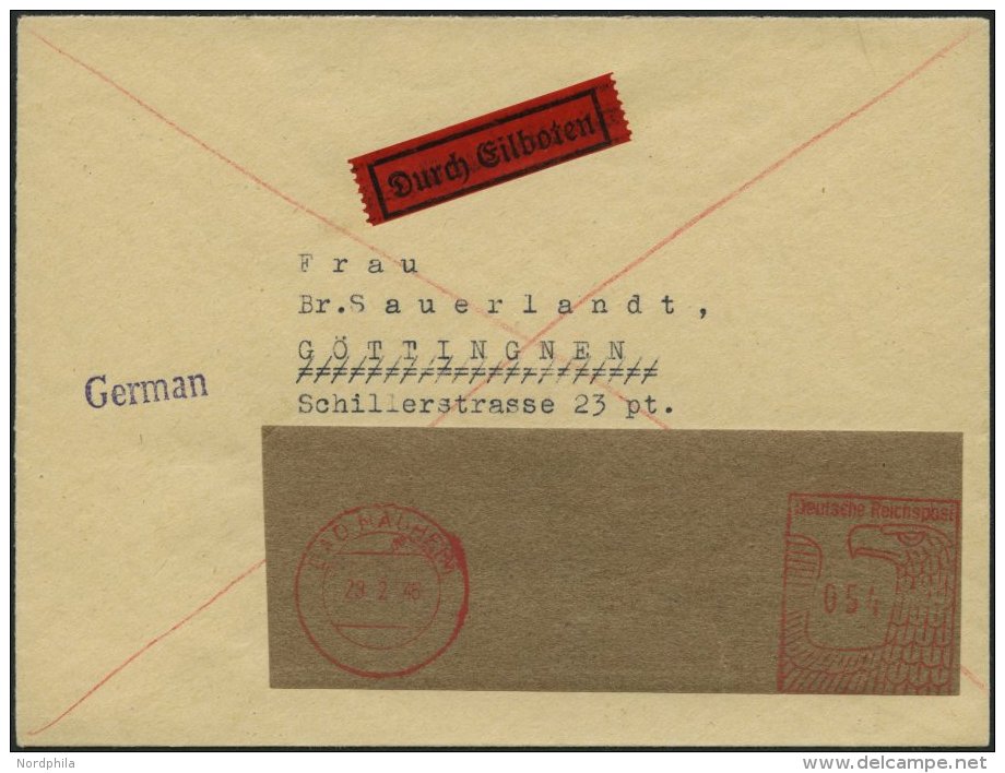 BAD NAUHEIM II BRIEF, 1946, 54 Pf. Freistempler Barfrankatur Auf Eilbrief, Pracht, Gepr. Zierer (als Briefst&uuml;ck Sig - Private & Local Mails