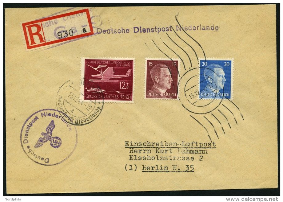 FELDPOST II. WK BELEGE 1942/44, 4 Verschiedene Belege Deutsche Dienstpost Niederlande, Dabei 2 Einschreibbriefe, Feinst/ - Occupation 1938-45