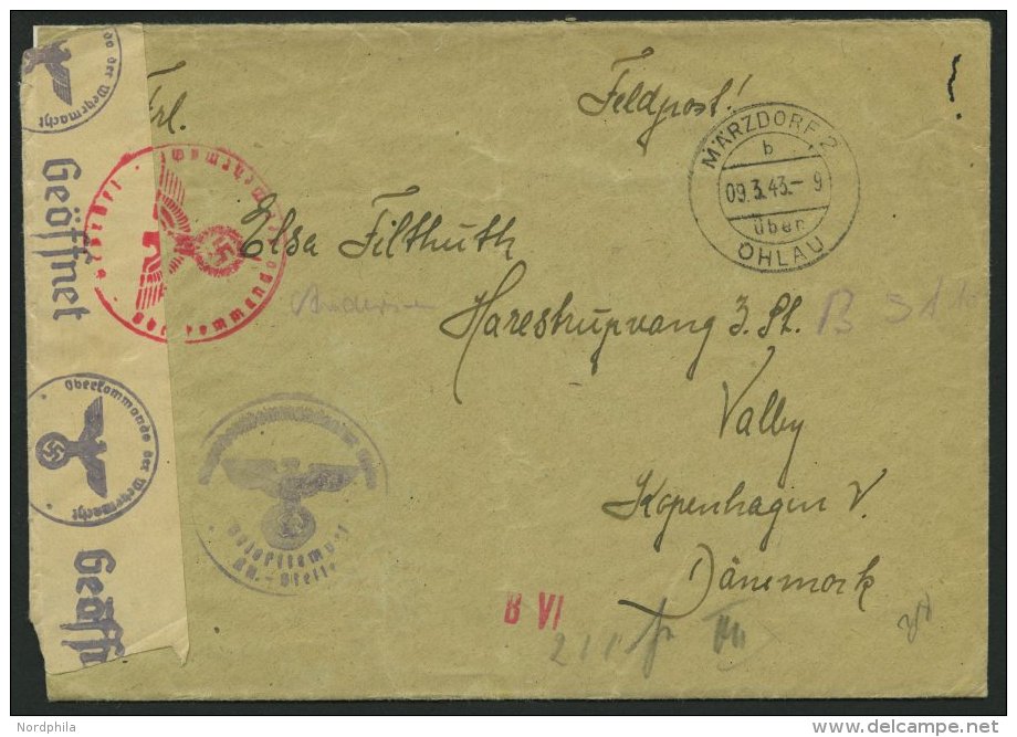 FELDPOST II. WK BELEGE 9.3.1943, Feldpostbrief Mit Offenem Absender: Funker Fliegerhorst Ohlau Luftnachrichten Stelle Fl - Occupation 1938-45