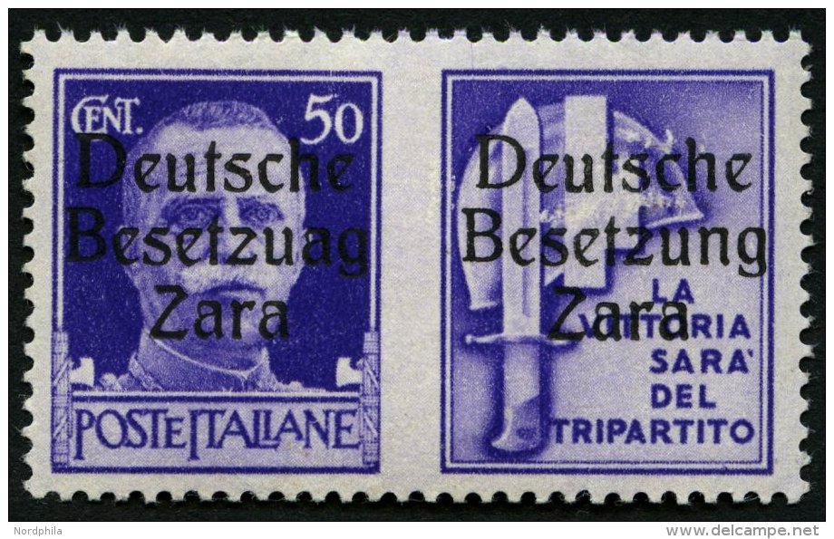 ZARA 20PF I *, 1943, 50 C. + Stahlhelm, Setzfehler Besetzuag, Feinst, Gepr. Krischke, Mi. 250.- - Occupation 1938-45