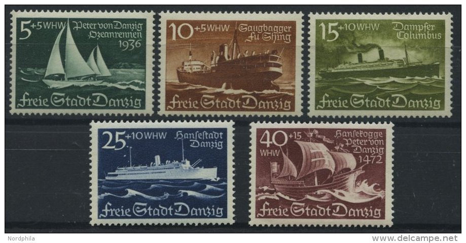 FREIE STADT DANZIG 284-88 **, 1938, Schiffe, Prachtsatz, Mi. 65.- - Other & Unclassified