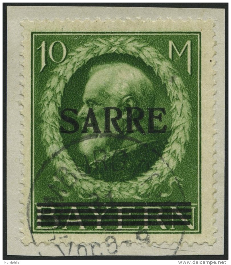 SAARGEBIET 31 BrfStk, 1920, 10 M. Bayern-Sarre, Prachtbriefst&uuml;ck, Gepr. Burger, Mi. (320.-) - Other & Unclassified
