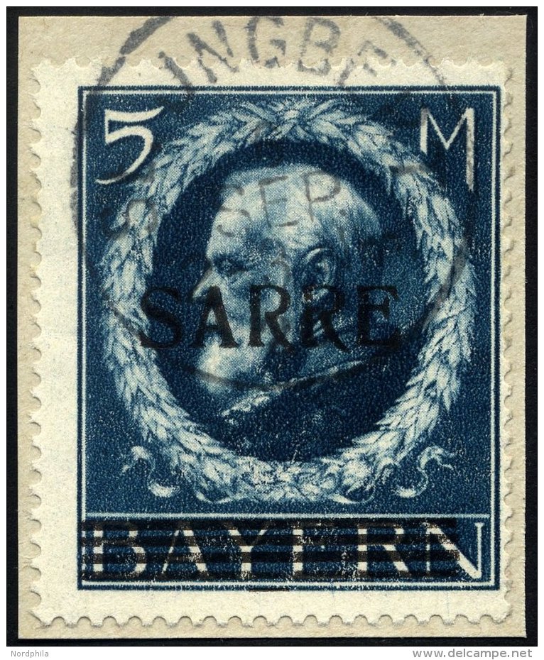 SAARGEBIET 30II BrfStk, 1920, 5 M. Bayern-Sarre Mit Abart Kleines A (Feld 15), Prachtbriefst&uuml;ck, RR!, Fotoattest Bu - Other & Unclassified