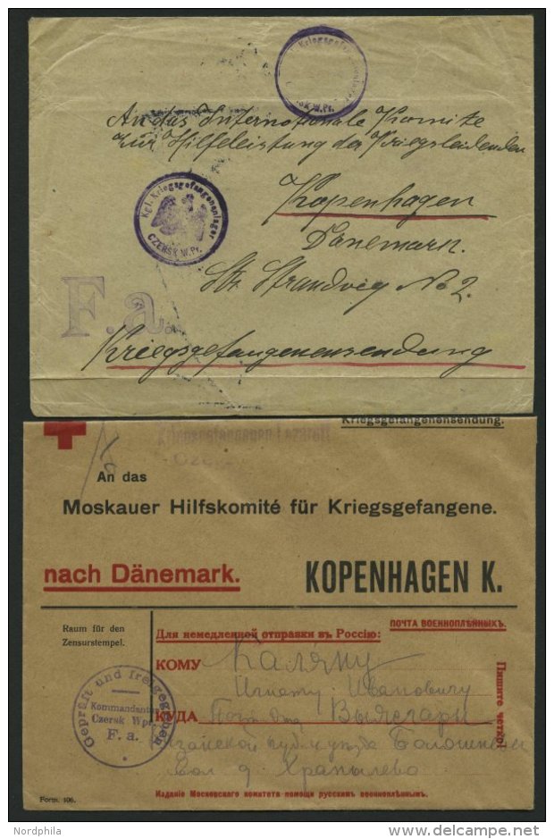 FELDPOST I.WK Kriegsgefangenenlager Czersk In Westpreu&szlig;en, 2 Verschiedene Belege Nach Kopenhagen, Feinst - Occupation 1914-18