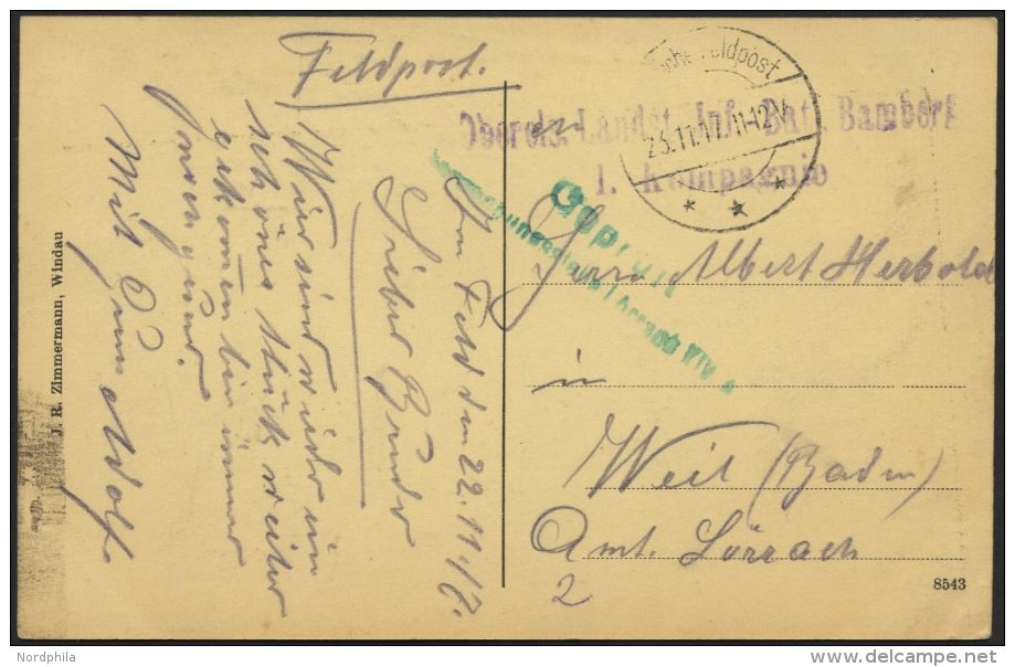 DT. FP IM BALTIKUM 1914/18 Feldpoststation Nr. 167, 23.11.17, Mit Tarnstempel DEUTSCHE FELDPOST *** Auf Ansichtskarte (W - Latvia