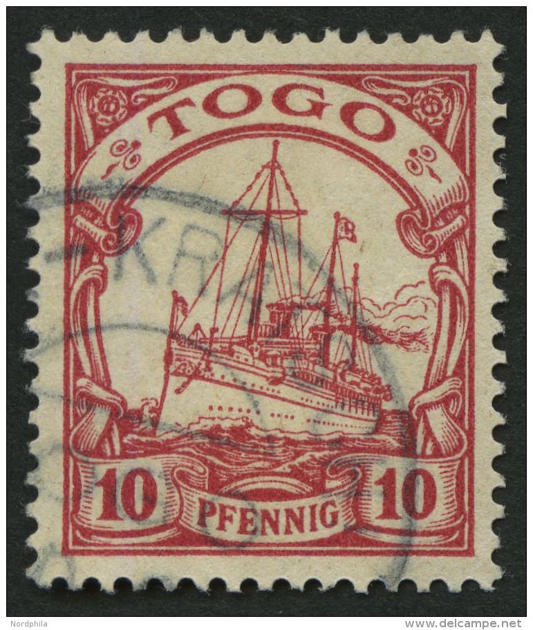 TOGO 9 O, KETE-KRATSCHI, Teilabschlag Auf 10 Pf. Karmin, Ohne Wz., Pracht - Togo