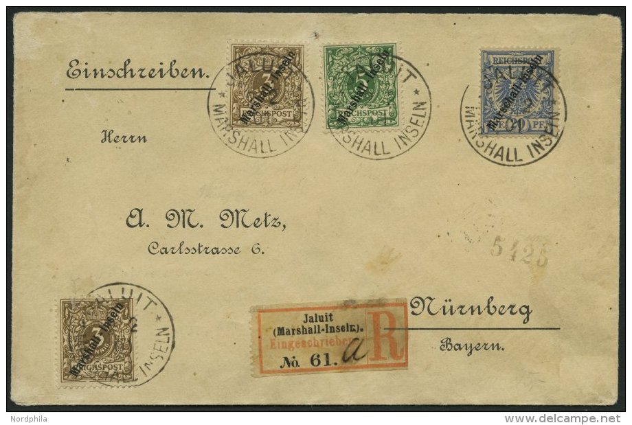 MARSHALL-INSELN 4II,7a BRIEF, 1901, 20 Pf. Berliner Ausgabe Mit 2x 3 Pf. (ein Wert M&auml;ngel) Und 5 Pf. Auf Leicht &uu - Marshall Islands