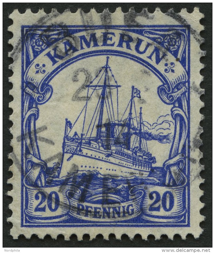 KAMERUN 23Ia O, 1914, 20 Pf. Lilaultramarin, Mit Wz., Stempel BUEA, Pracht, Gepr. J&auml;schke-L., Mi. 150.- - Cameroun