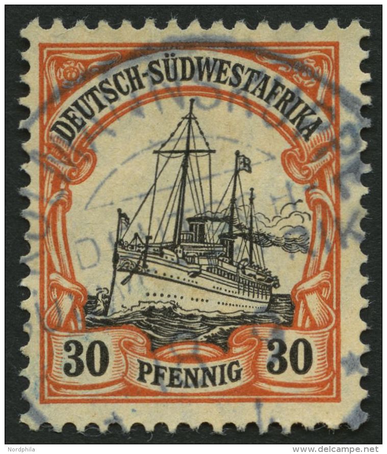 DSWA 28x O, 1911, 30 Pf. Dunkelorange/gelbschwarz Auf Chromgelb, Mit Wz., Stempel KOLMANNSKUPPE, Pracht, Gepr. Mansfeld, - German South West Africa