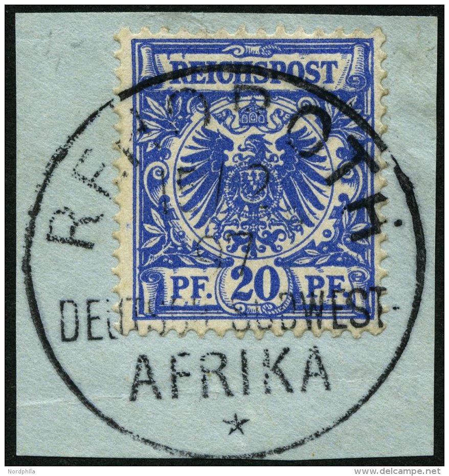 DSWA VS 48dIV BrfStk, 1894, 20 Pf. Violettultramarin Mit Bisher Nicht Gelistetem Seltenen Plattenfehler IV Mittlere Kral - German South West Africa