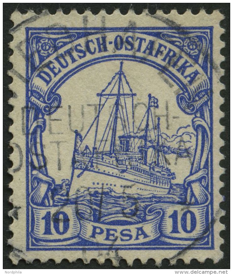 DEUTSCH-OSTAFRIKA 14 O, WIEDHAFEN, 20.5.04, Auf 10 P. Violettultramarin, Pracht - German East Africa