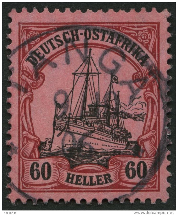 DEUTSCH-OSTAFRIKA 37 O, 1906, 60 H. Dunkelr&ouml;tlichkarmin/schwarz Auf Mattrosarot, Mit Wz., Pracht, Mi. 240.- - German East Africa