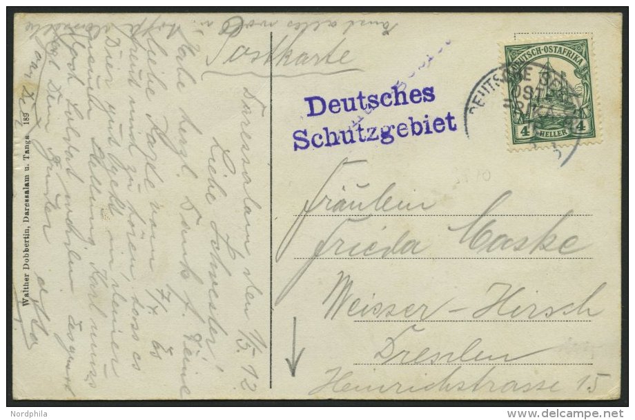 DEUTSCH-OSTAFRIKA 31 BRIEF, 1912, 4 H. Dunkelgr&uuml;n, Mit Wz., Mit Seepoststempel OST-AFRIKA LINIE B, 1.5.12 Und Viole - German East Africa