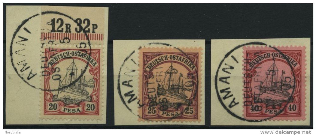 DEUTSCH-OSTAFRIKA 16-18 BrfStk, 1901, 20 - 40 Pf. Kaiseryacht, Stempel AMANI, 3 Prachtbriefst&uuml;cke - German East Africa