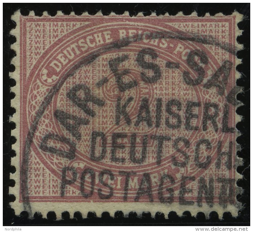 DEUTSCH-OSTAFRIKA VO 37cIII O, 1891, 2 M. Mittelrosalila Mit Plattenfehler Linie &uuml;ber REICHS Ausgefranst, Rahmen Un - German East Africa