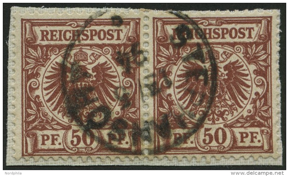 DEUTSCH-NEUGUINEA V 50b Paar BrfStk, 1894, 50 Pf. Braunrot Im Waagerechten Paar Auf Leinenbriefst&uuml;ck, Stempel STEPH - German New Guinea