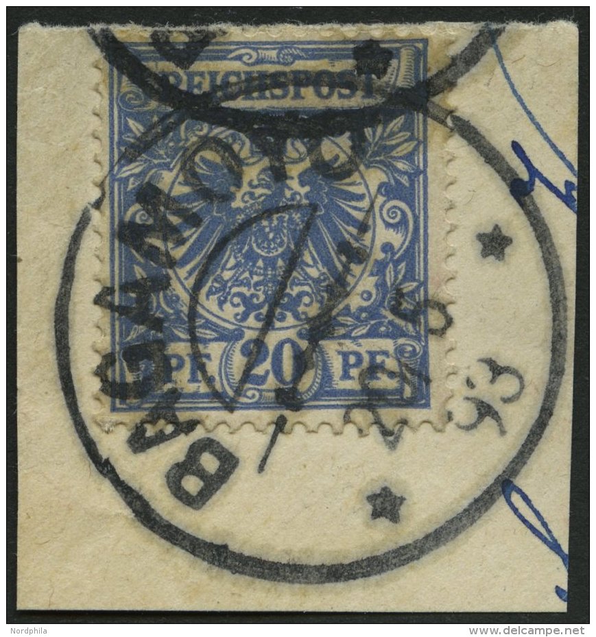 DEUTSCH-NEUGUINEA V 48bb BrfStk, 1893, 20 Pf. Lebhaftgrauultramarin, Stempel BAGAMOYO, Prachtbriefst&uuml;ck, R!, Fotobe - German New Guinea