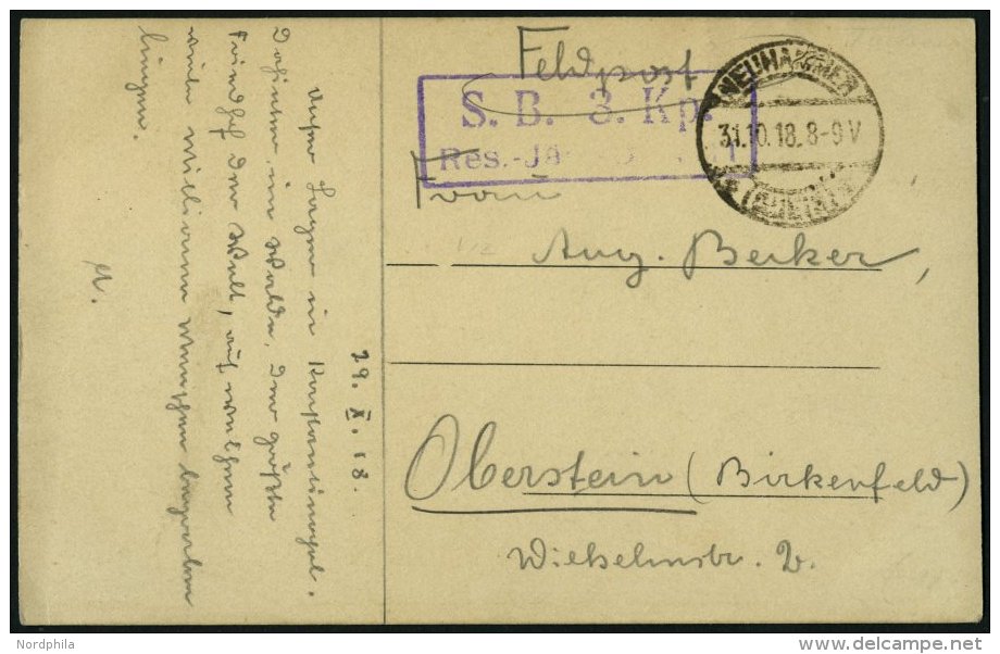 DP T&Uuml;RKEI 1918, Feldpost-Ansichtskarte Von NEUHAMMER Mit Soldatenbriefstempel Nach Oberstein, Pracht - Turkey (offices)