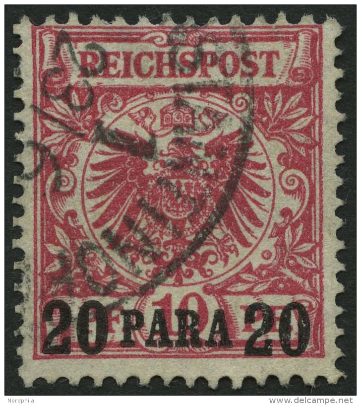 DP T&Uuml;RKEI 7a O, 1889, 20 PA. Auf 10 Pf. Rosarot, Kleine Falzhelle Stelle Sonst Pracht, Gepr. J&auml;schke-L., Mi. 1 - Turkey (offices)