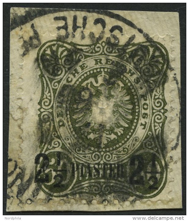 DP T&Uuml;RKEI 5b BrfStk, 1887, 21/2 PIA. Auf 50 Pf. Oliv Auf Briefst&uuml;ck, Feinst, Mi. 100.- - Turkey (offices)